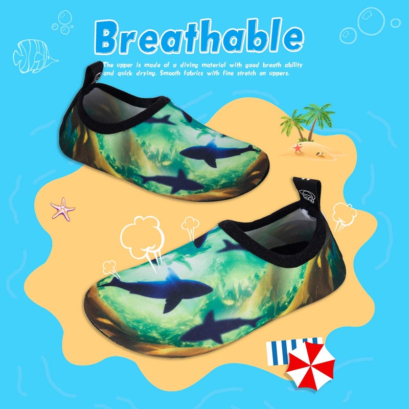 WateLves Kids Water Shoes Toddler Girls Boys Barefoot Non-Slip Quick Dry Aqua Socks for Beach Swim Walking (Shark, 30/31) - Image 2